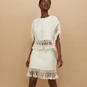 H&M Cream Tasseled Top